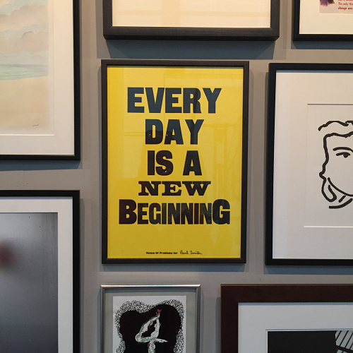 Image with a framed quote that says 'Every day is a new beginning'